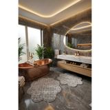 Villadia Home Textile Bubble Papatya Set Banyo Paspası 2'li Set Pofuduk Yumuşak Peluş Kaymaz Taban Yıkanabilir Dekoratif Banyo Halısı Paspası