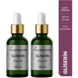 Vıllenature 2'li Set Gliserin Yağı Cam Damlalıklı Şişe 100 ml