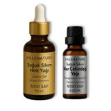 VILLENATURE Cilt ve Saç Bakım Yağı Seti, Soğuk Sıkım Hint Yağı 50ml ve Nar Çekirdeği Yağı 20ml, %100 Saf ve Doğal, Nemlendirici ve Besleyici