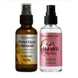 VILLENATURE Yüz ve Saç için Doğal Bakım Seti, Ölmez Çiçek Hidrosolü ve Gül Mayası, 100 ML x 2, %100 Saf, Nemlendirici ve Besleyici, Tüm Cilt Tipleri İçin