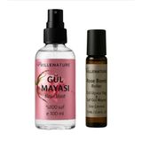 VILLENATURE Yüz ve Saç için Gül Mayası ve Rose Bomb Seti, %100 Saf Gül Suyu ve Gül Yağı, Nemlendirici ve Besleyici, 100ml + 10ml Roller