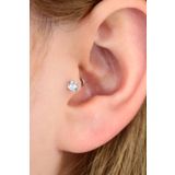 Vilma Aksesuar Cerrahi Çelik Taşlı Piercing Tragus 6mm Gümüş Renk