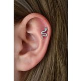 Vilma Aksesuar Cerrahi Çelik Taşlı Yılan Helix Piercing Gümüş Renk (8mm)
