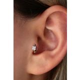 Vilma Aksesuar Tragus Cerrahi Çelik Taşlı Yonca Piercing Gümüş Renk (6MM)