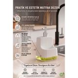 VİLORA HOME Modern Şeffaf Tabanlı Dayanımlı Tezgah Üstü Sabunluk&Sünger-Kuru Sabun Bölmeli Mutfak-Banyo Sabunluğu