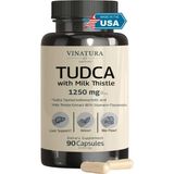 Vinatura Tudca Milk Thistle 1250MG - Tudca Supplement, Tudca Bile Salts, Liver Support, Gallbladder 90 Caps - Aromasız