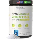 Vinatura Vınatura Hmb Creatine Leucine 465GR - 5g Creatine Monohydrate, 3g Hmb, 3g L-Leucine - Vitamin D3, Vegan Lemonade Flavor, Muscle Strength Support - 30 Servis. - Limon