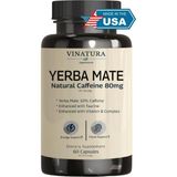 Vinatura Yerba Mate, Taurine - 1400MG - Natural Caffeine & Energy Enhanced Vitamın B Complex - 60 Capsules - Aromasız