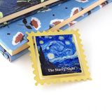Vincent Van Gogh Yıldızlı Gece Starry Night Pul Tarzı Metal Ayraç Kitap Ayracı Ay090