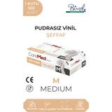 Vinil Şeffaf Muayene Eldiveni M - 1 Paket 100'LÜ - Beyaz