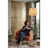Vinner Artisan Eskitme Mat Gövde Ahşap Detaylı Metal Lambader - Krem - ART-101