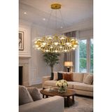 Vinner Atelier Planet Modern LED Avize – Gold Metal Gövde Cam Başlıklı Lüks Salon Avizesi - Renkli