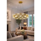 Vinner Atelier Planet Modern LED Avize – Gold Metal Gövde Cam Başlıklı Lüks Salon Avizesi
