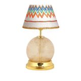 vinner Broken Glass Gold Detaylı Cam Abajur - Krem Wawe Desenli VNRBROKENGDCA52