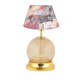 vinner Broken Glass Gold Detaylı Cam Abajur - Red Mixed Desenli VNRBROKENGDCA50