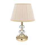 vinner Bronz Renk Kaplama Gece Lambası, Kristal Detaylı Modern Abajur Krem Pileli Başlık VNRCKKABJ0011703