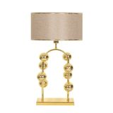 vinner Cabil Gold Kaplama Özel Tasarım Paslanmaz Metal Abajur Gold Şeritli Hasır Kahve VNRCABIL8KGLDK014