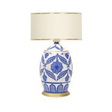 vinner Ceramic Botanical Özel Tasarım Abajur Gold Şeritli Beyaz VNRCERBOA102
