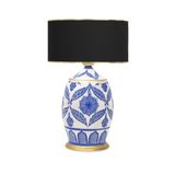 vinner Ceramic Botanical Özel Tasarım Abajur Gold Şeritli Siyah VNRCERBOA092