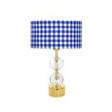 vinner Gld-krs01 Gold Ayaklı Kristal Abajur - Mavi Ekose VNRGLDKRS01021
