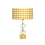 vinner Gld-krs01 Gold Ayaklı Kristal Abajur - Sarı Ekose VNRGLDKRS01024
