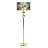 Vinner Gold Kaplama 2 Top Metal Düz Tek Ayak Lambader Violet Şapkalı Lüks Salon Lambası