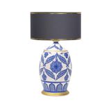 vinner Handmade Ceramic Botanical Özel Tasarım Abajur Gold Şeritli Antrasit VNRCERBOA097