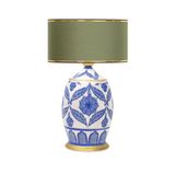 vinner Handmade Ceramic Botanical Özel Tasarım Abajur Gold Şeritli Haki VNRCERBOA080