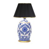 vinner Handmade Ceramic Botanical Özel Tasarım Abajur Gold Şeritli Organize Siyah VNRCERBOA084