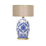 vinner Handmade Ceramic Botanical Özel Tasarım Abajur - Gold Şeritli Pre Hasır VNRCERBOA098