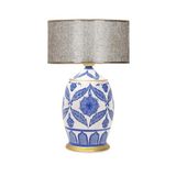 vinner Handmade Ceramic Botanical Özel Tasarım Abajur - Gold Şeritli Sarı Kırçıl VNRCERBOA081