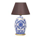 vinner Handmade Ceramic Botanical Özel Tasarım Abajur - Hasır Koyu Kahve VNRCERBOA036