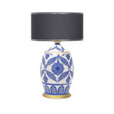 vinner Handmade Ceramic Botanical Özel Tasarım Abajur - Krom Şeritli Antrasit VNRCERBOA057