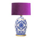 vinner Handmade Ceramic Botanical Özel Tasarım Abajur - Mor Kadife VNRCERBOA060