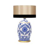 vinner Handmade Ceramic Botanical Özel Tasarım Abajur - Siyah Bordürlü Mataro Vizon VNRCERBOA049