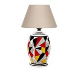 vinner Handmade Geometric Coated Özel Tasarım Abajur - Krem VNRGEOKAA184