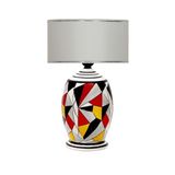 vinner Handmade Geometric Coated Özel Tasarım Abajur - Krom Şeritli Gri VNRGEOKAA118