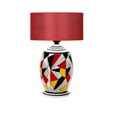 vinner Handmade Geometric Coated Özel Tasarım Abajur - Pre Kırmızı VNRGEOKAA136