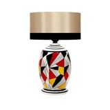 vinner Handmade Geometric Coated Özel Tasarım Abajur - Siyah Bordürlü Mataro Vizon VNRGEOKAA172