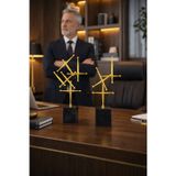 Vinner Kalyx Gold Dekoratif Obje Seti 2’li – Metal Mermer Kaideli Modern Salon Ofis Masa Dekoru