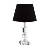 vinner Krom Kaplama Kare Kristal Detaylı Modern Abajur, Modern Gece Lambası Krem Pileli Başlık VNRCKKABJ0061803