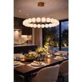 Vinner Lumiera Halo 100 cm Gold Cam Küre Modern Salon Avizesi Halka Tasarım Yemek Masası Büyük Avize