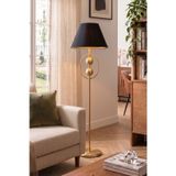 Vinner Modern Statik Eskitme Gold Lambader Salon Tipi Tasarım 2 Küre Detaylı Siyah Başlıklı Köşe Aydınlatma