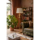 Vinner Modern Statik Eskitme Gold Lambader Salon Tipi Tasarım 2 Küre Detaylı Vizon Başlıklı Köşe Aydınlatma