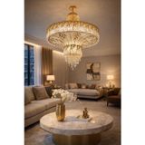 Vinner Nova Gold Kristal Sarkıt Avize 80cm E14x25 LED Premium Salon Otel Avizesi