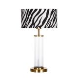 vinner Nuuk Eskitme Ayaklı Modern Özel Tasarım Cam Abajur - Zebra Desenli VNRNUUK0710CMABJ040