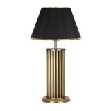 vinner Odeon Eskitme Kaplama Retro Özel Tasarım Metal Çubuk Abajur - Gold Şeritli Organze Siyah VNRODEONESKABJ066