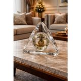 Vinner Prism Crystal Kristal Masa Saati Gold Mekanik İskelet Dekoratif Ofis Salon Saat VN-PRM01