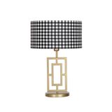 vinner Puglia Eskitme Mat Gold Metal Abajur - Siyah Ekose VNRPUGLIAEMGA01020