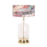 vinner Rouen Gold Ayaklı Modern Özel Tasarım Cam Abajur -Red Mixed Desenli VNRGLDROUEN022